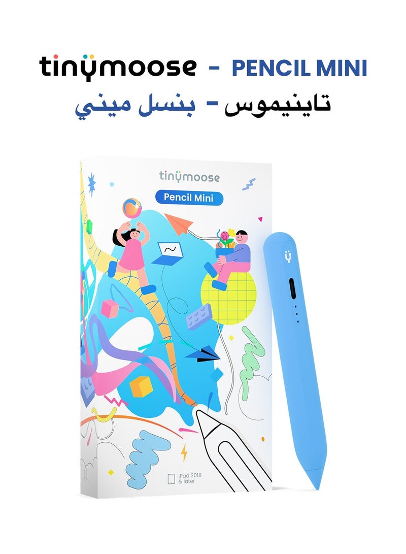 تاينيموس قلم ايباد بنسل ميني ستايلس إلكتروني رقمي نشط ذكي بميزة شحن سريع ورفض راحة اليد لجهاز أبل ايباد 2018 وما بعد أزرق - Image 2